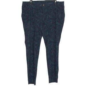 Roamans Pants Paisley Dark Floral Cottage Boho Retro Preppy Academia Artsy 24W